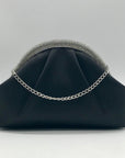 Nina Black Satin Crystal Frame Convertible Bag
