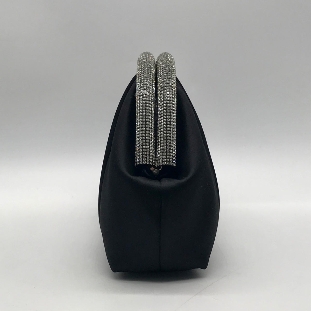 Nina Black Satin Crystal Frame Convertible Bag