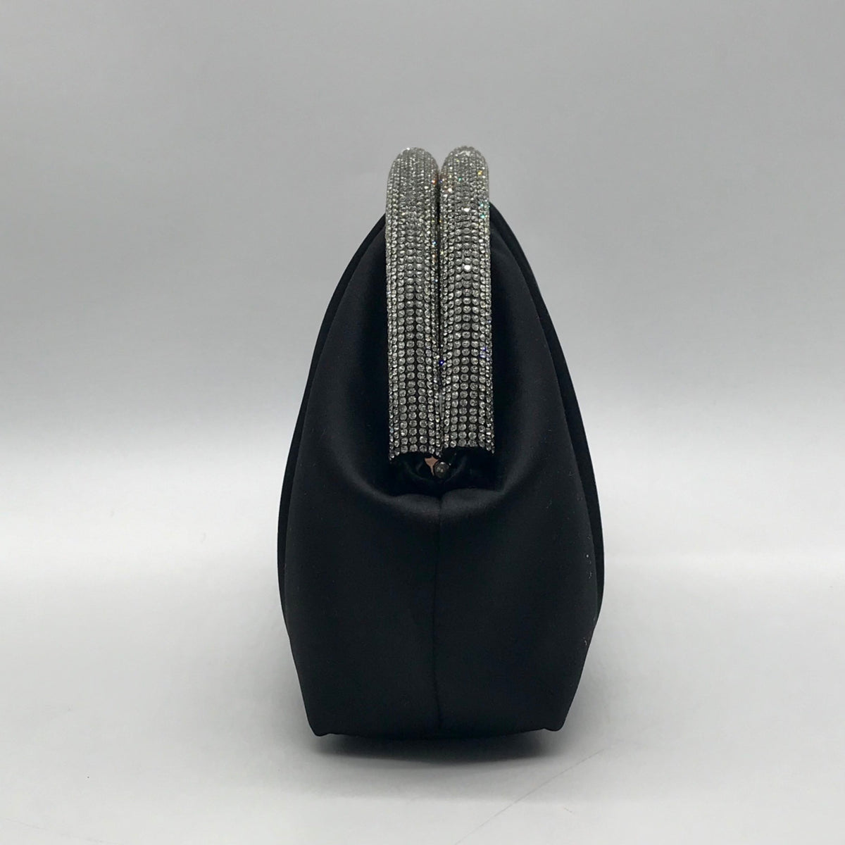 Nina Black Satin Crystal Frame Convertible Bag