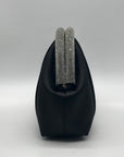 Nina Black Satin Crystal Frame Convertible Bag