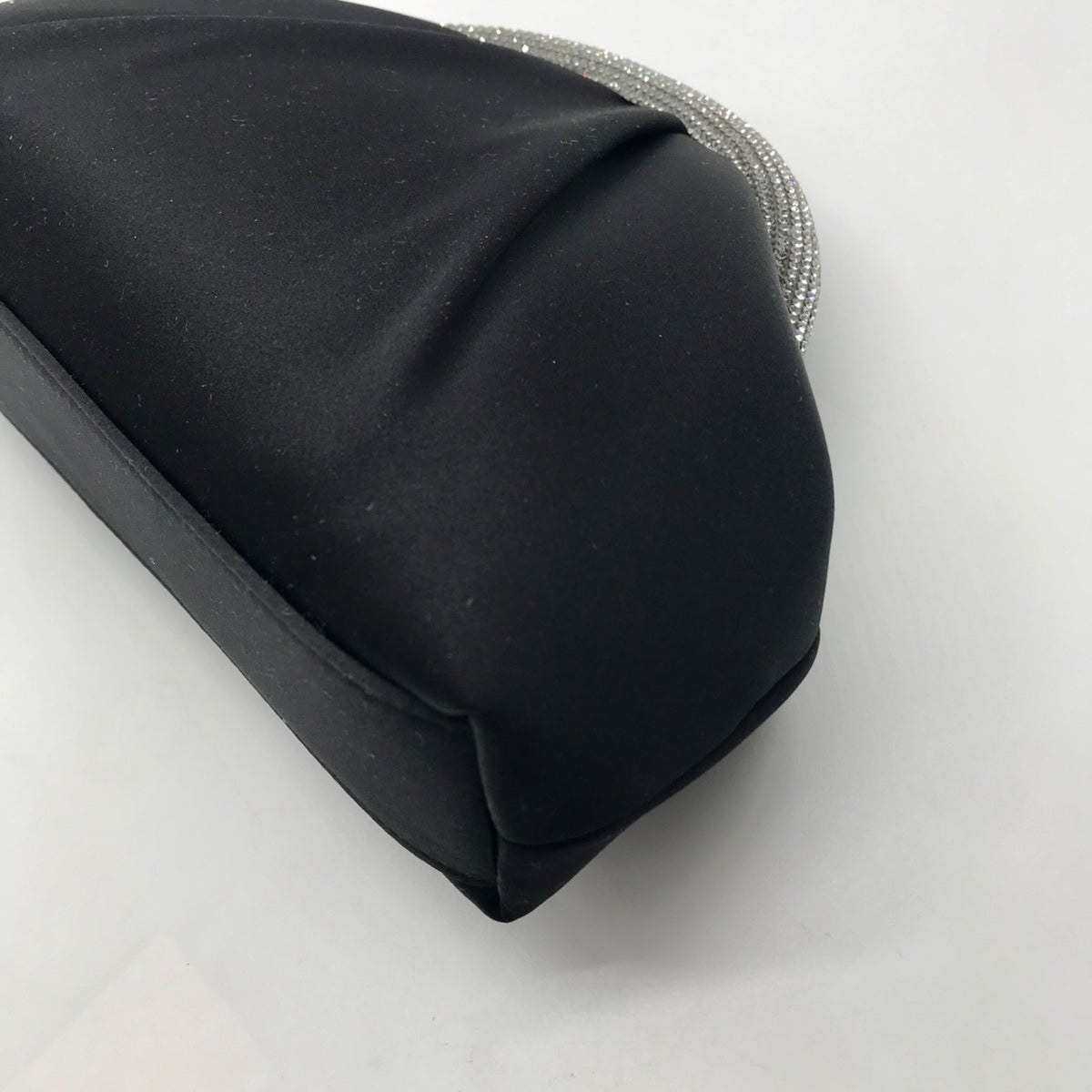 Nina Black Satin Crystal Frame Convertible Bag