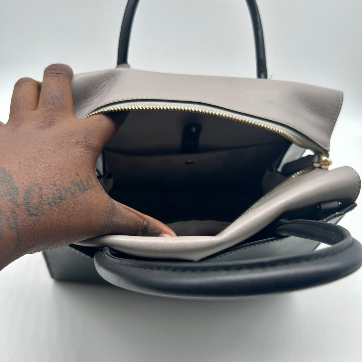 Kate Spade Spencer Black and Gray Leather Shoulder Bag