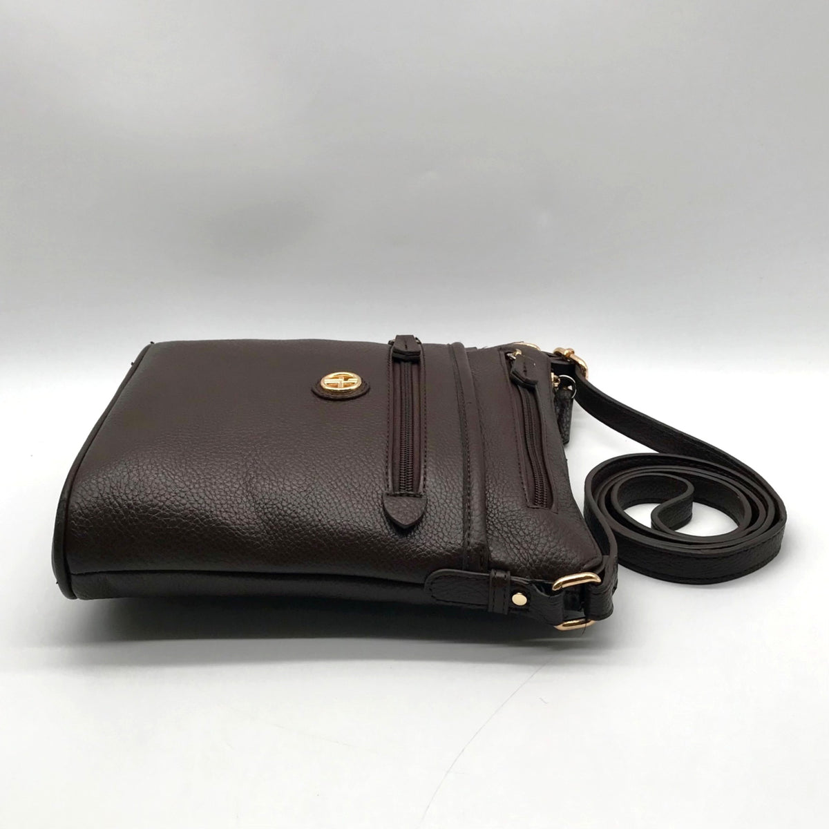 Giani Bernini Brown Pebbled Faux Leather Crossbody Bag