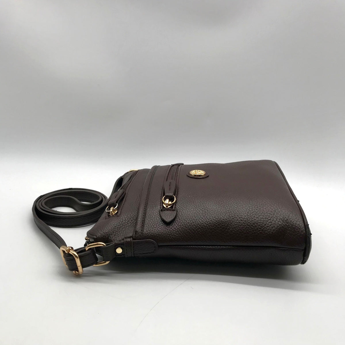 Giani Bernini Brown Pebbled Faux Leather Crossbody Bag