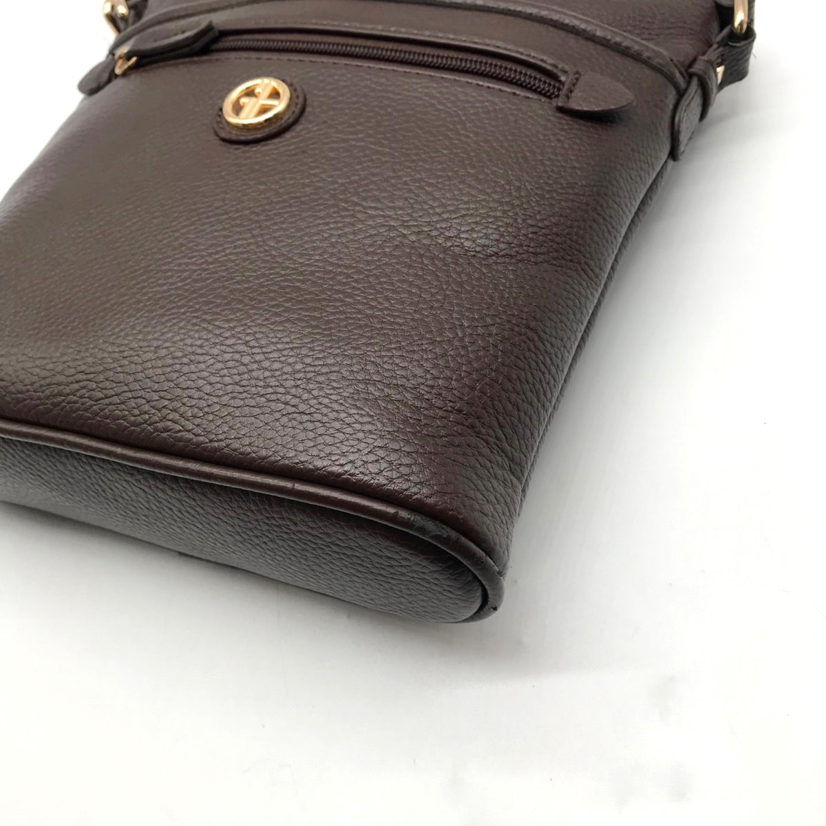 Giani Bernini Brown Pebbled Faux Leather Crossbody Bag