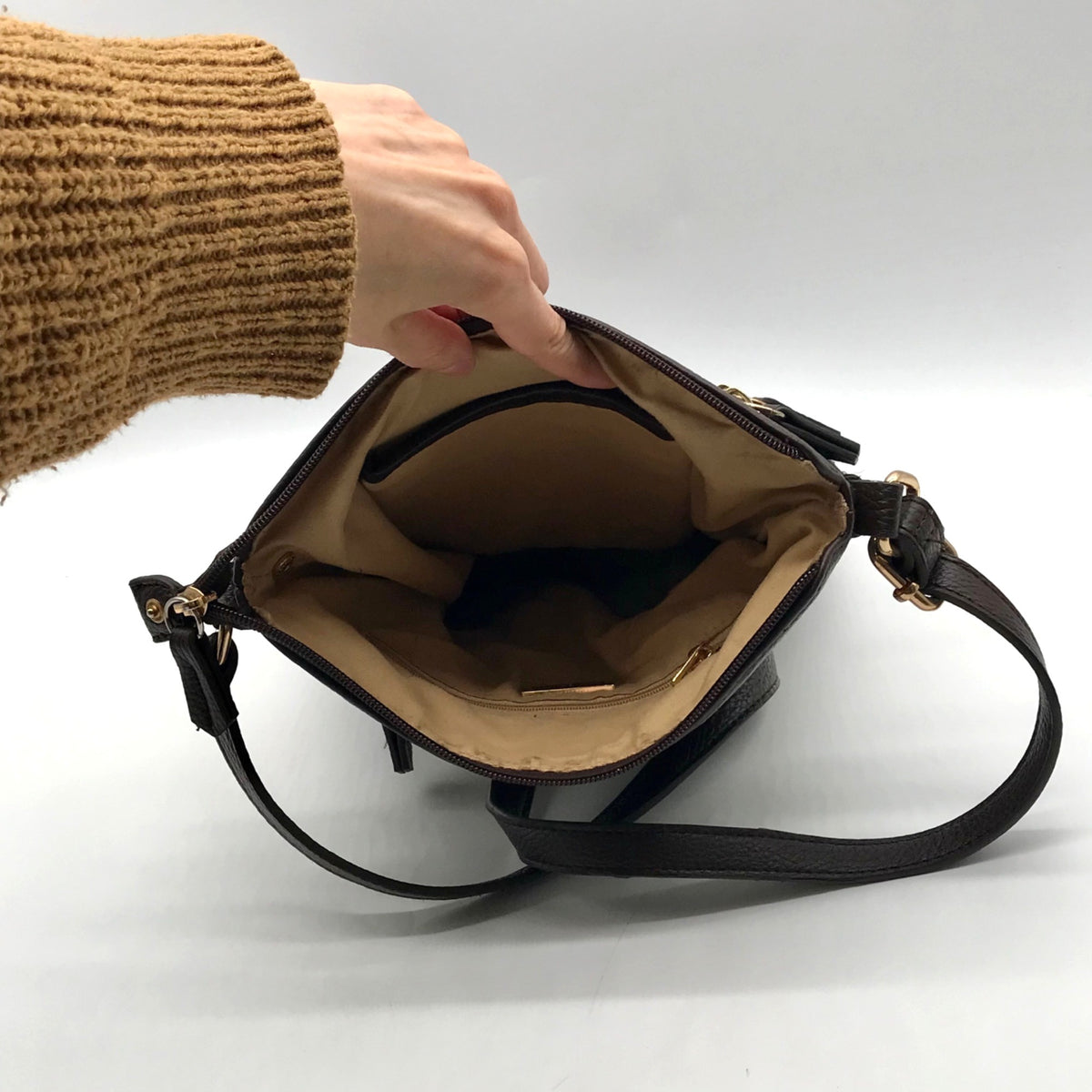 Giani Bernini Brown Pebbled Faux Leather Crossbody Bag