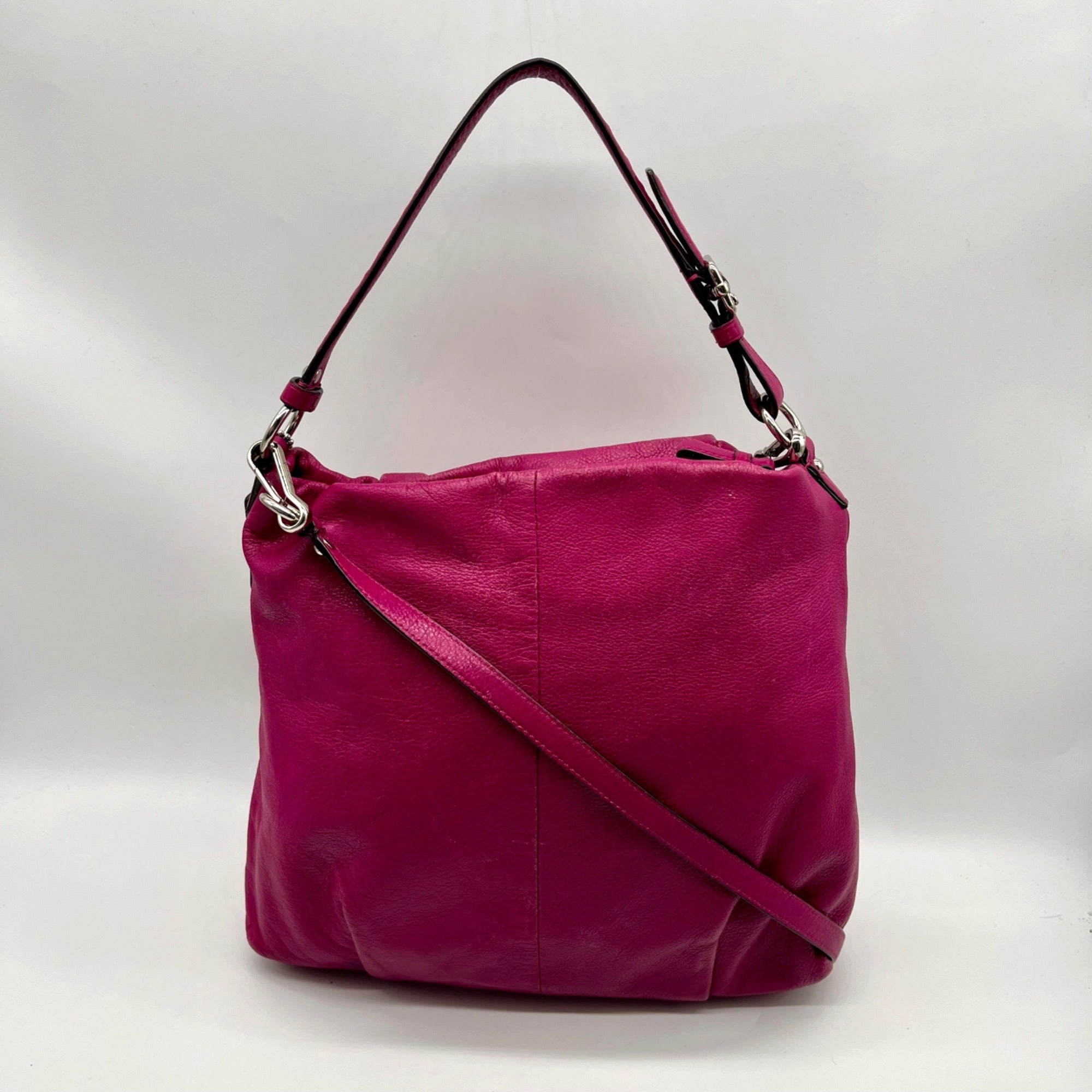 Coach Fuchsia Pebbled Leather Shoulder Bag