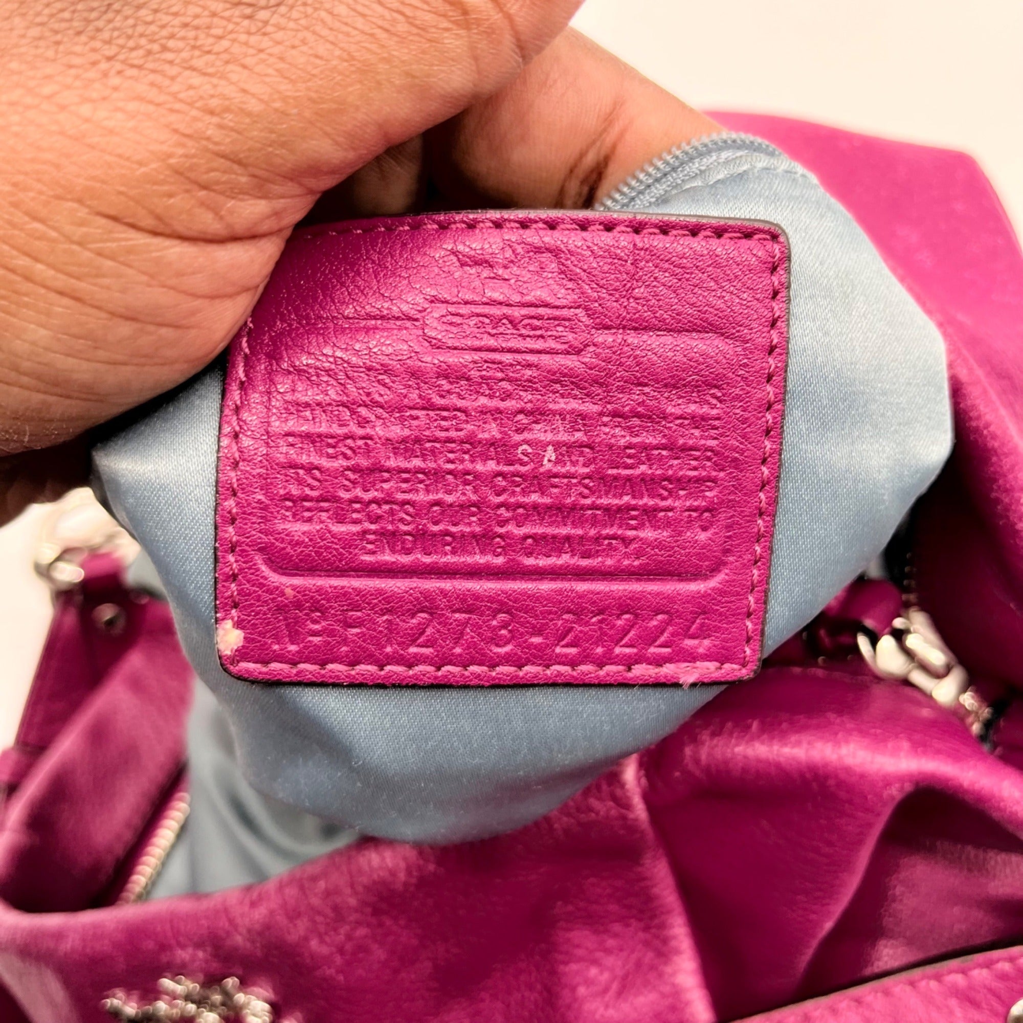 Coach Fuchsia Pebbled Leather Shoulder Bag