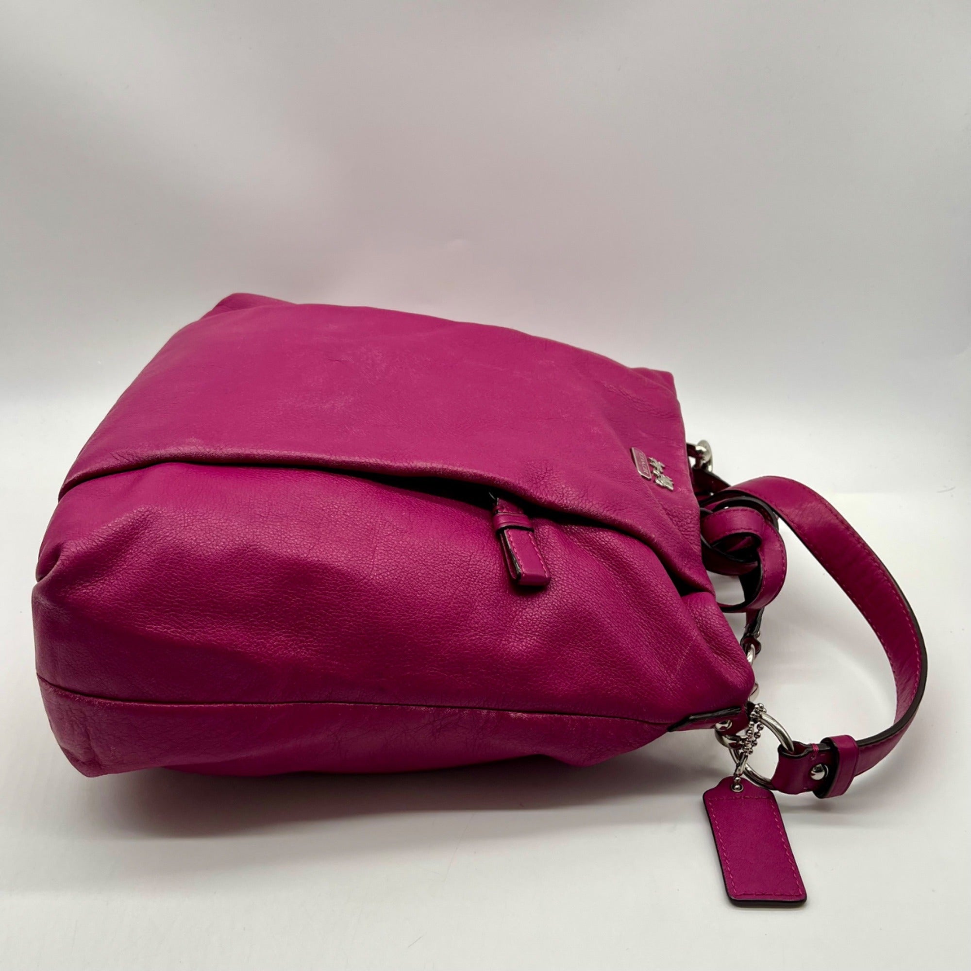 Coach Fuchsia Pebbled Leather Shoulder Bag