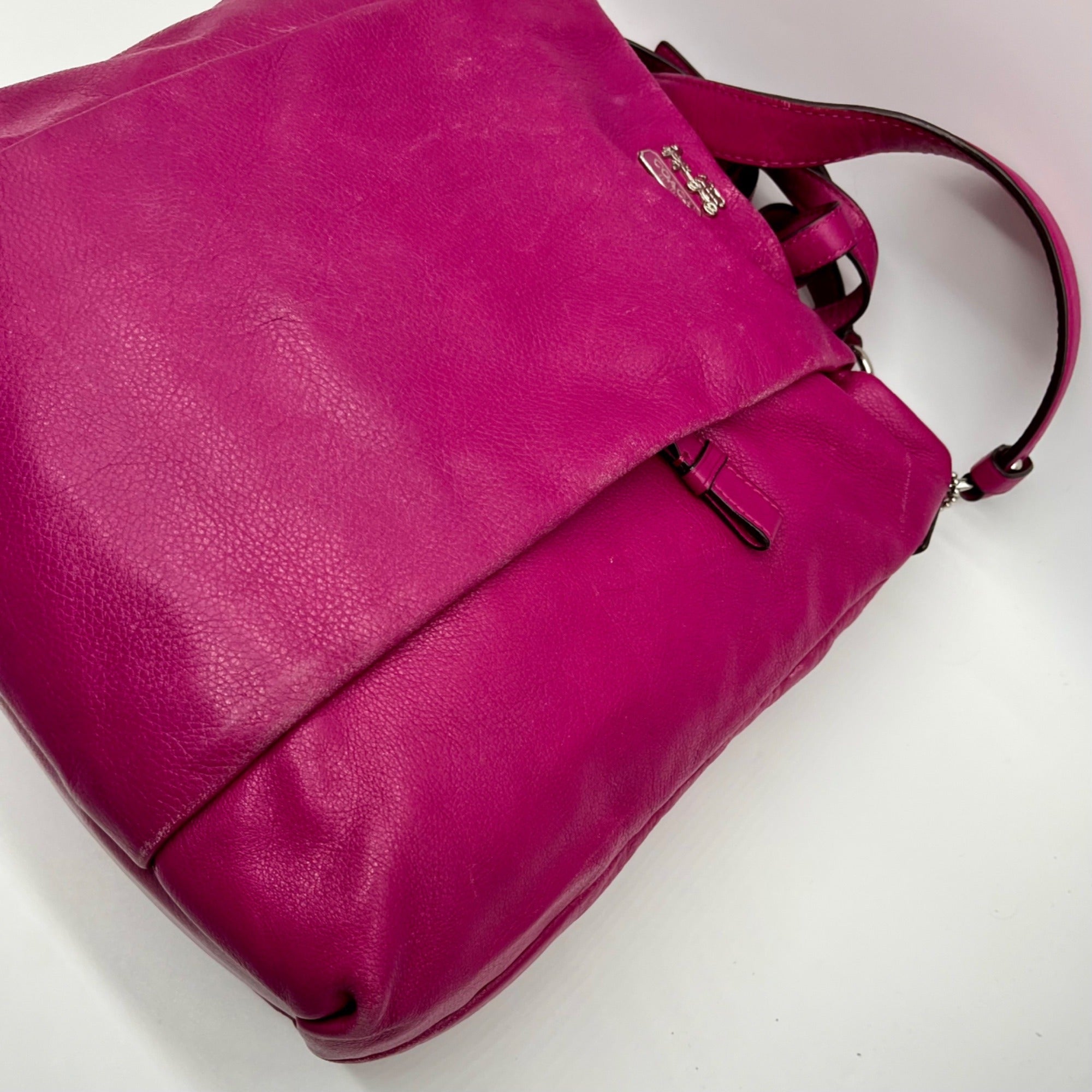 Coach Fuchsia Pebbled Leather Shoulder Bag