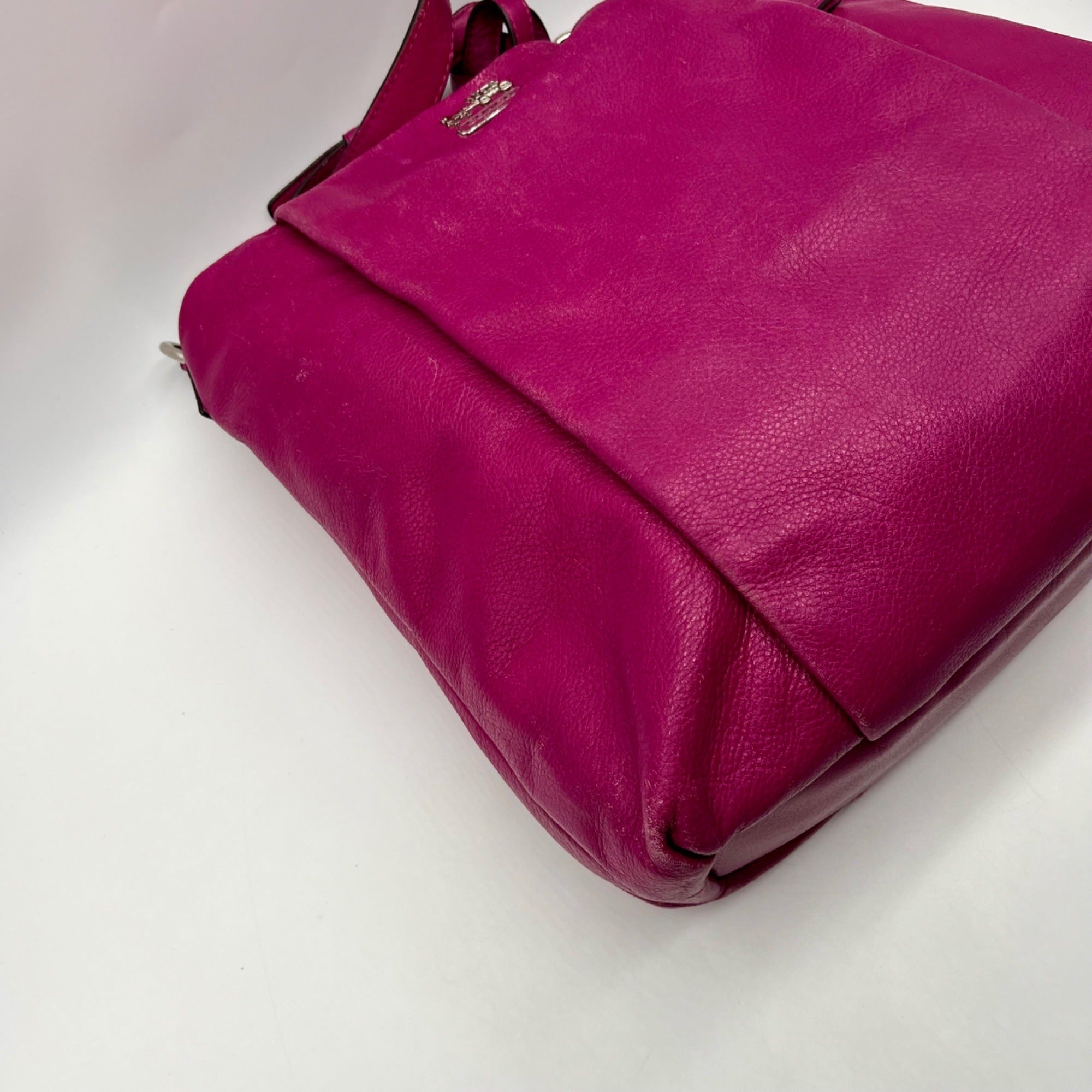 Coach Fuchsia Pebbled Leather Shoulder Bag