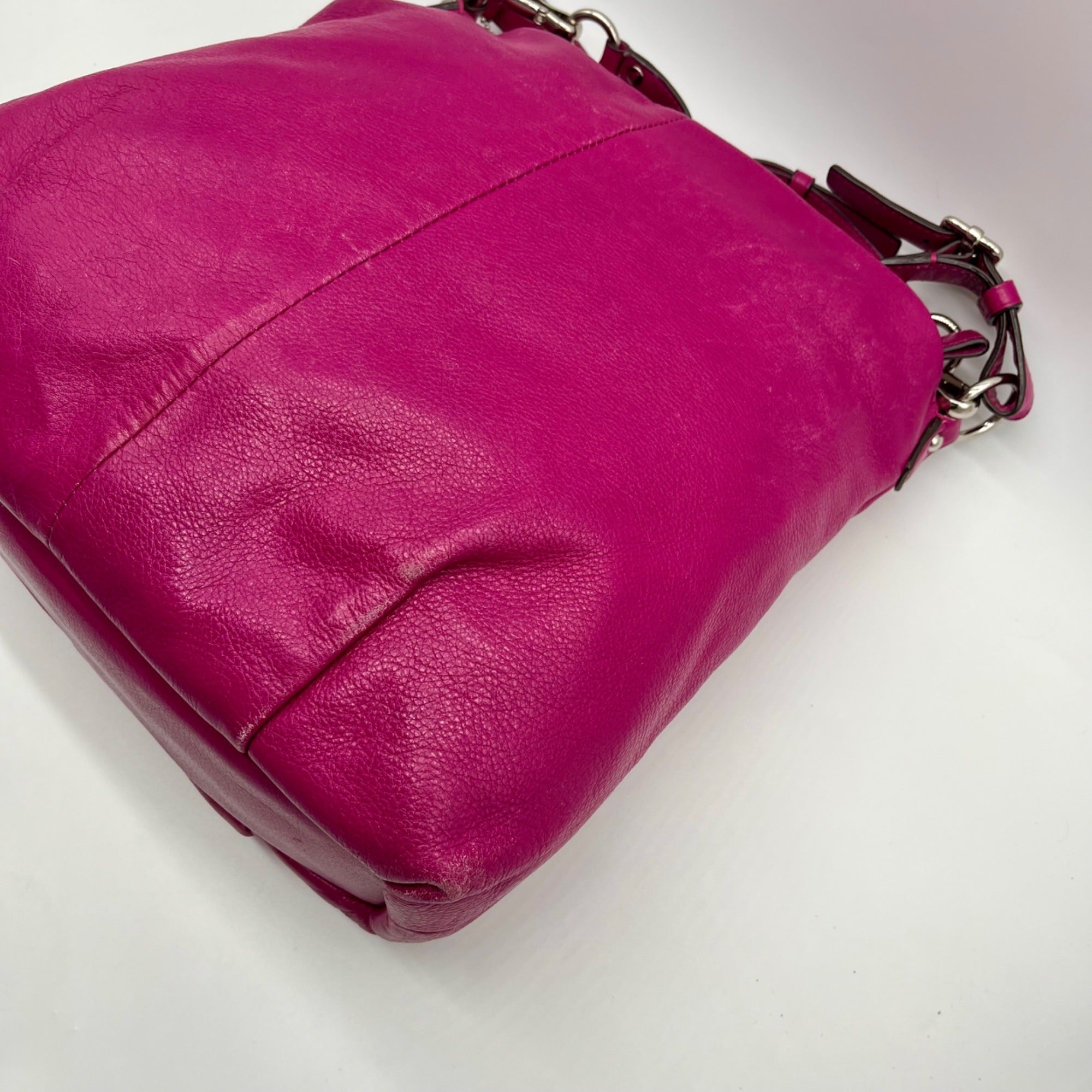 Coach Fuchsia Pebbled Leather Shoulder Bag