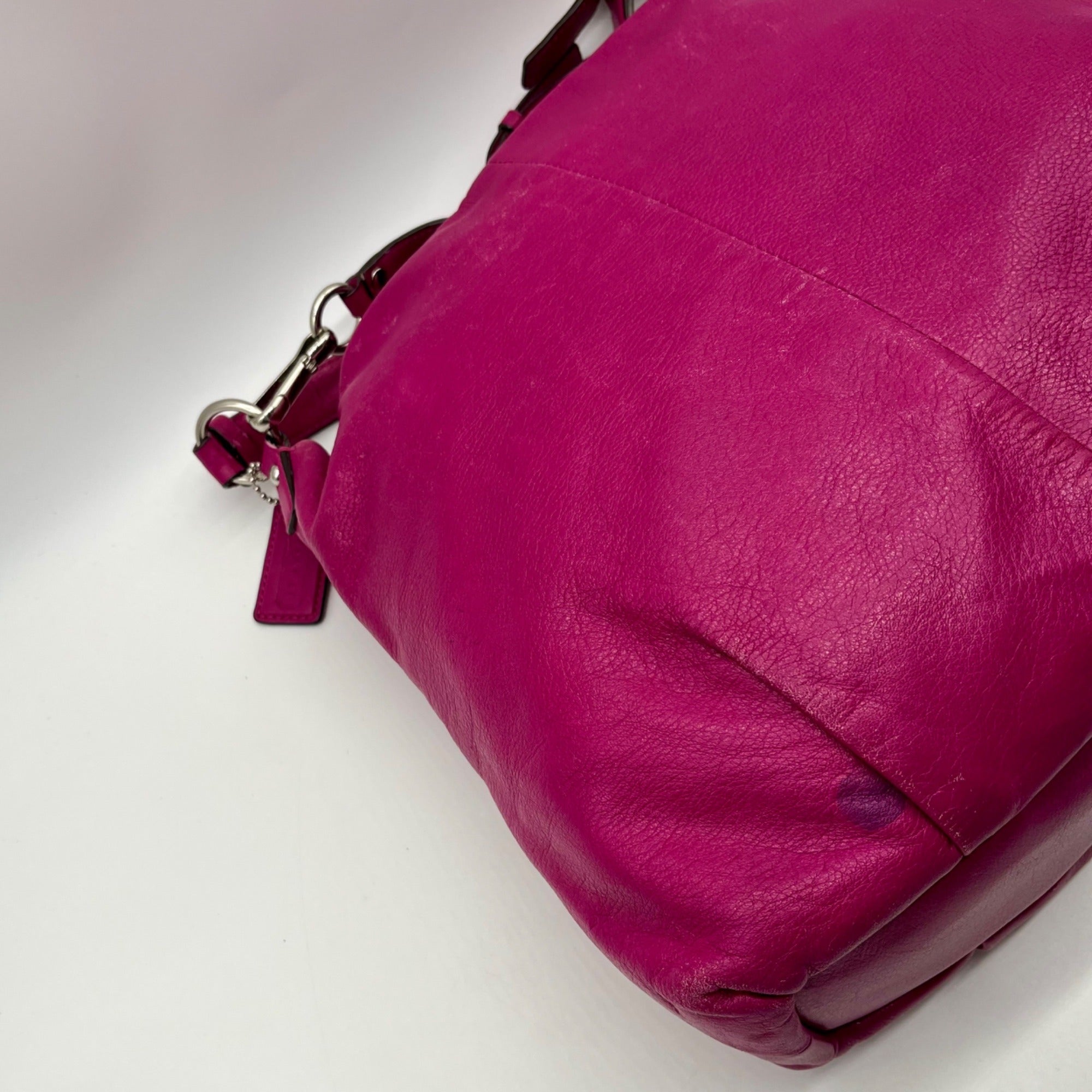 Coach Fuchsia Pebbled Leather Shoulder Bag