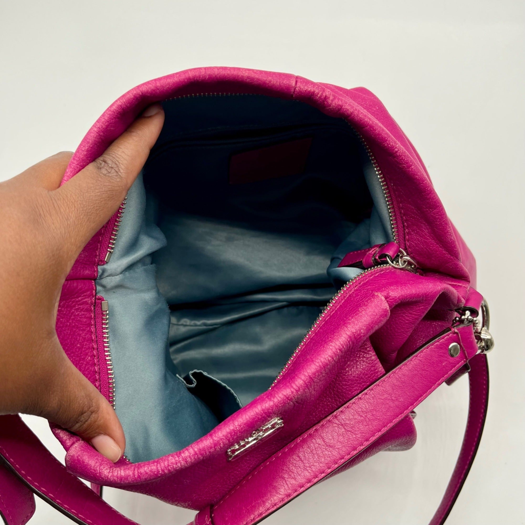 Coach Fuchsia Pebbled Leather Shoulder Bag