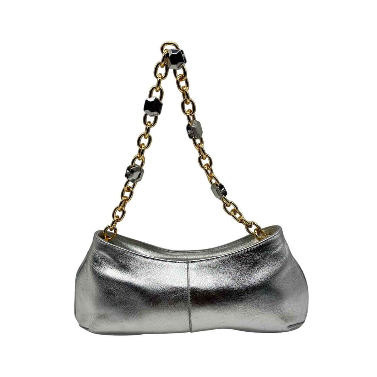 Arezzo Luna Silver Small Leather Baguette
