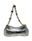 Arezzo Luna Silver Small Leather Baguette