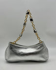 Arezzo Luna Silver Small Leather Baguette