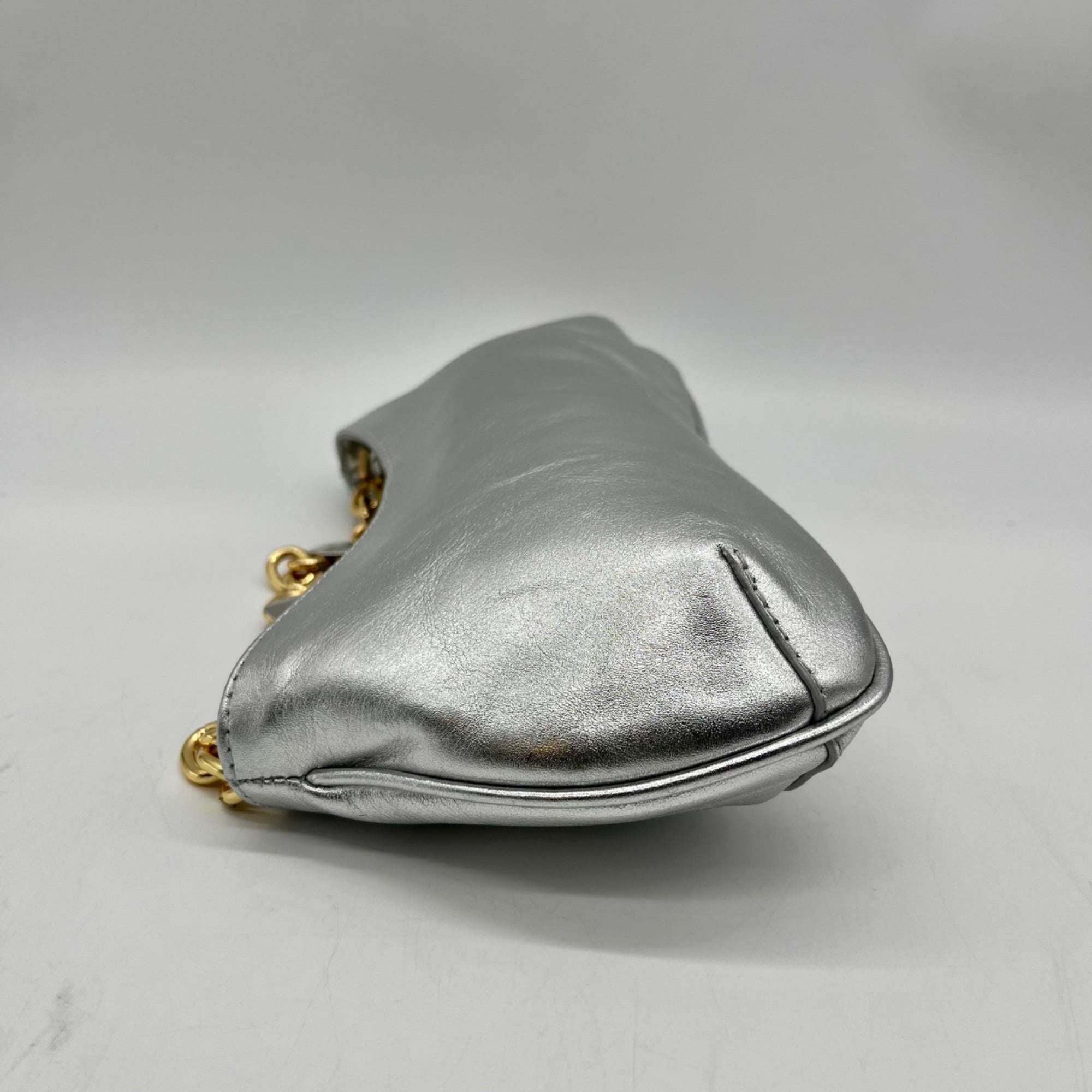 Arezzo Luna Silver Small Leather Baguette