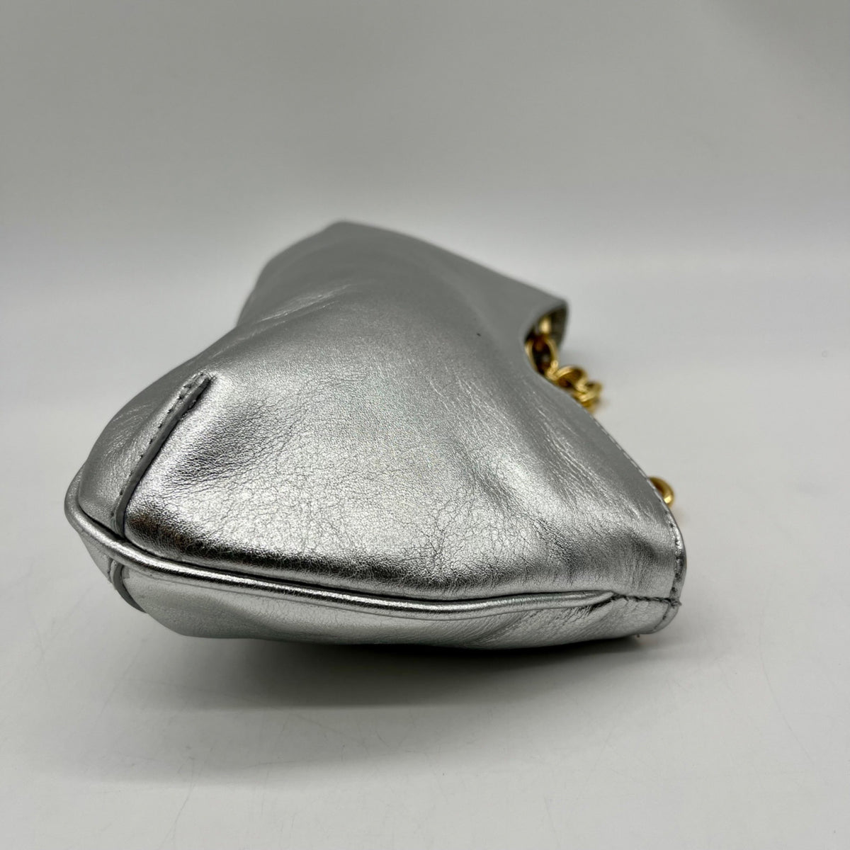 Arezzo Luna Silver Small Leather Baguette