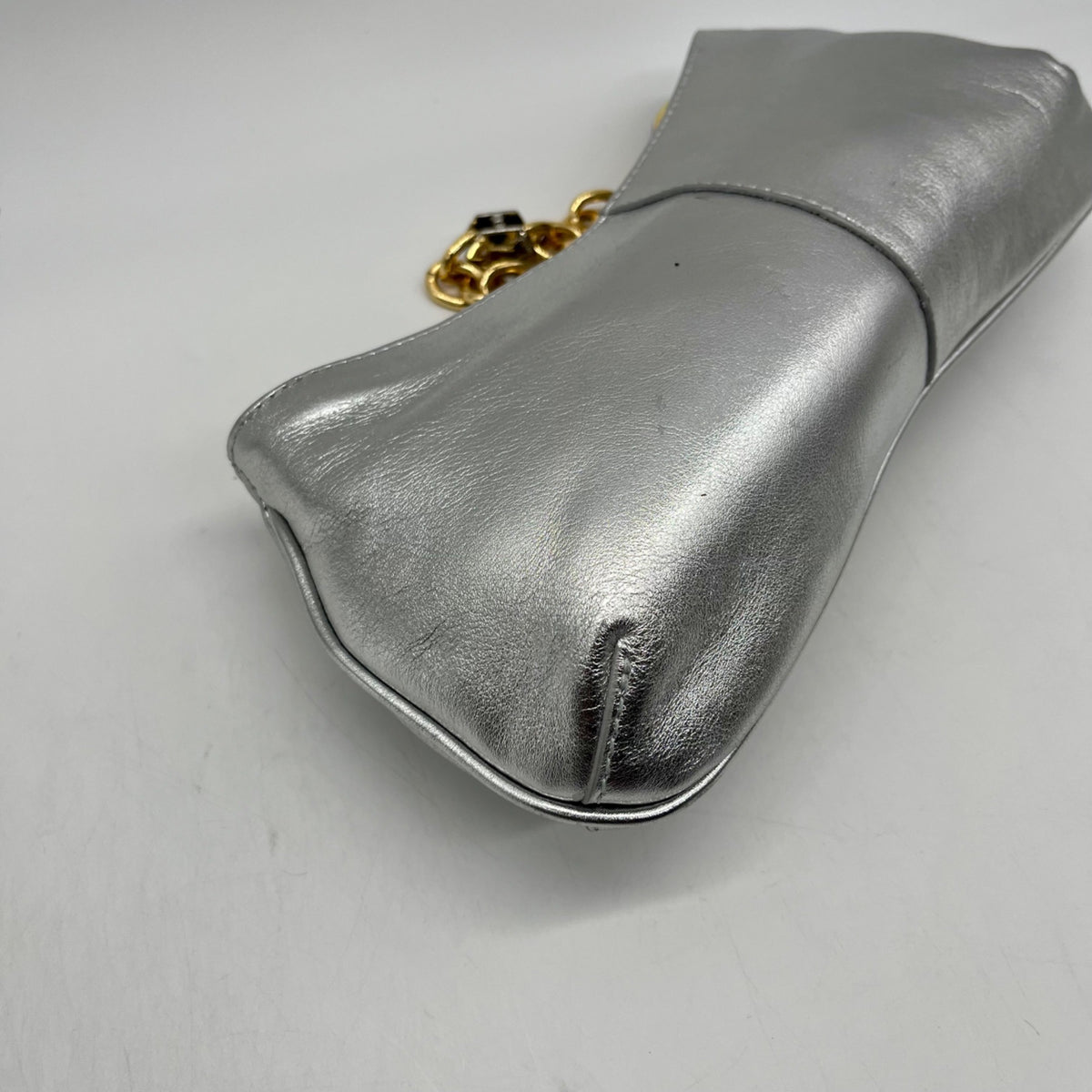 Arezzo Luna Silver Small Leather Baguette