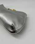 Arezzo Luna Silver Small Leather Baguette