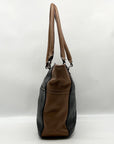 Tignanello Black And Brown Pebbled Leather Tote Bag