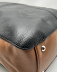 Tignanello Black And Brown Pebbled Leather Tote Bag