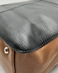Tignanello Black And Brown Pebbled Leather Tote Bag
