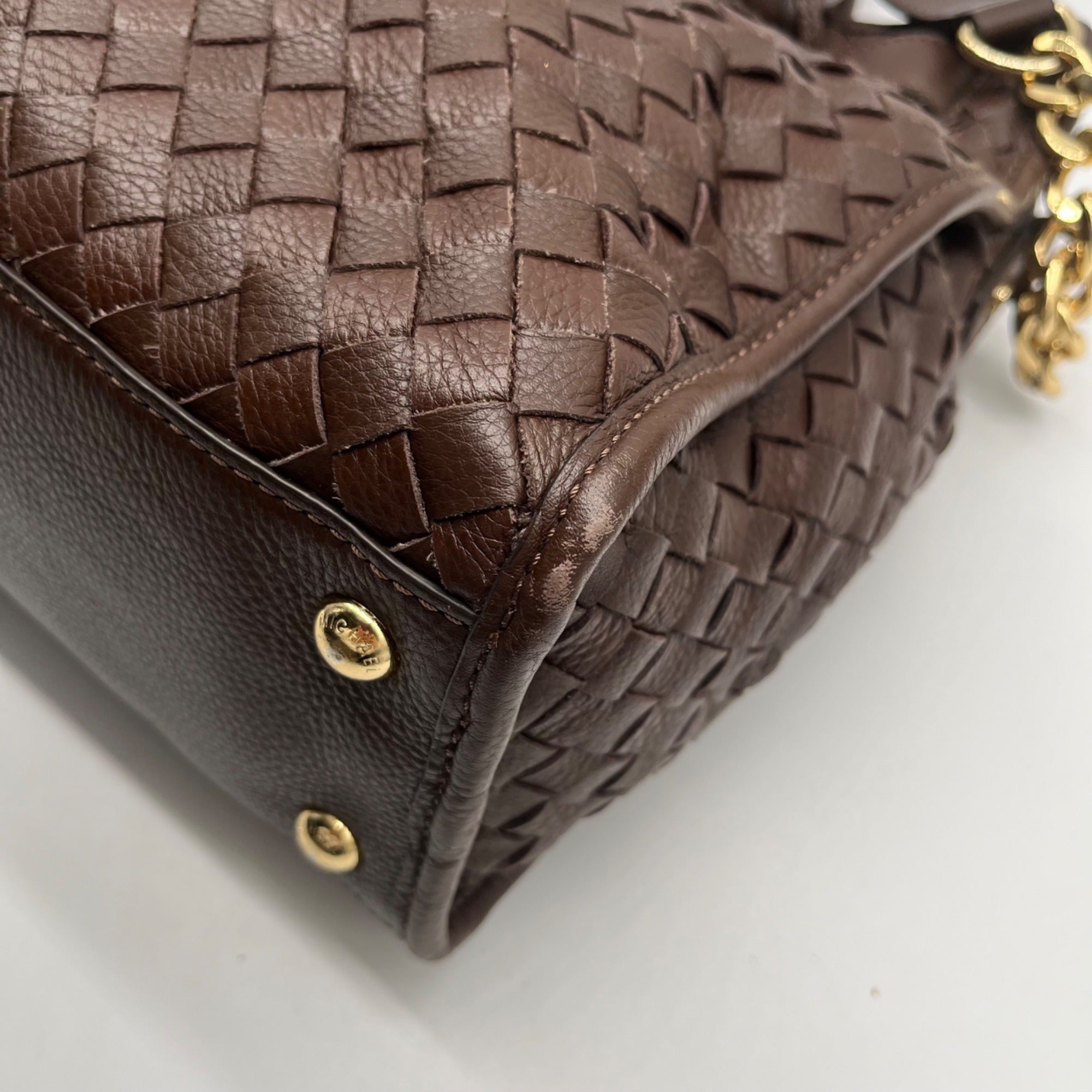 Michael Kors Brown Woven Leather Hamilton Tote Bag