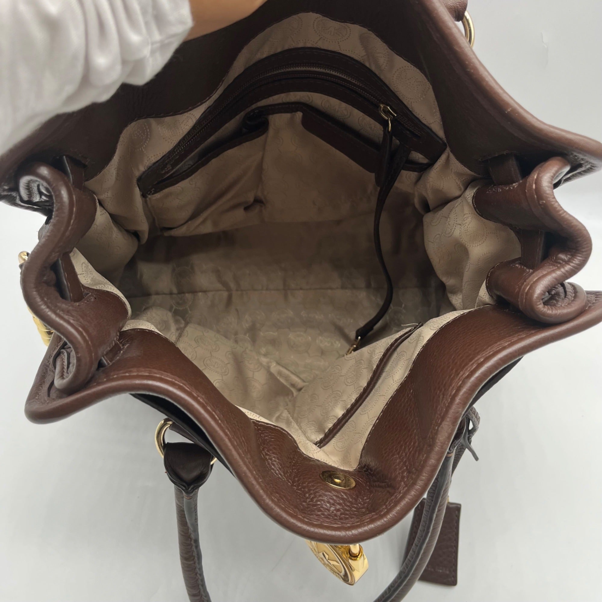 Michael Kors Brown Woven Leather Hamilton Tote Bag