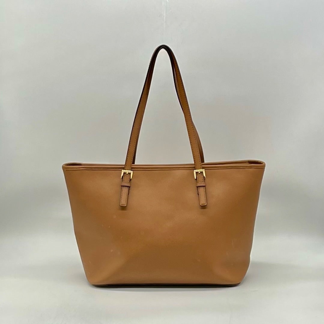 Michael Kors Brown Saffiano Leather Jet Set Tote