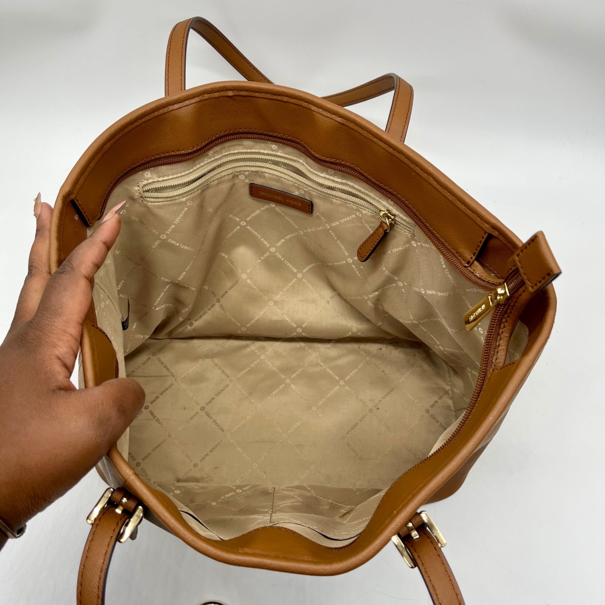 Michael Kors Brown Saffiano Leather Jet Set Tote