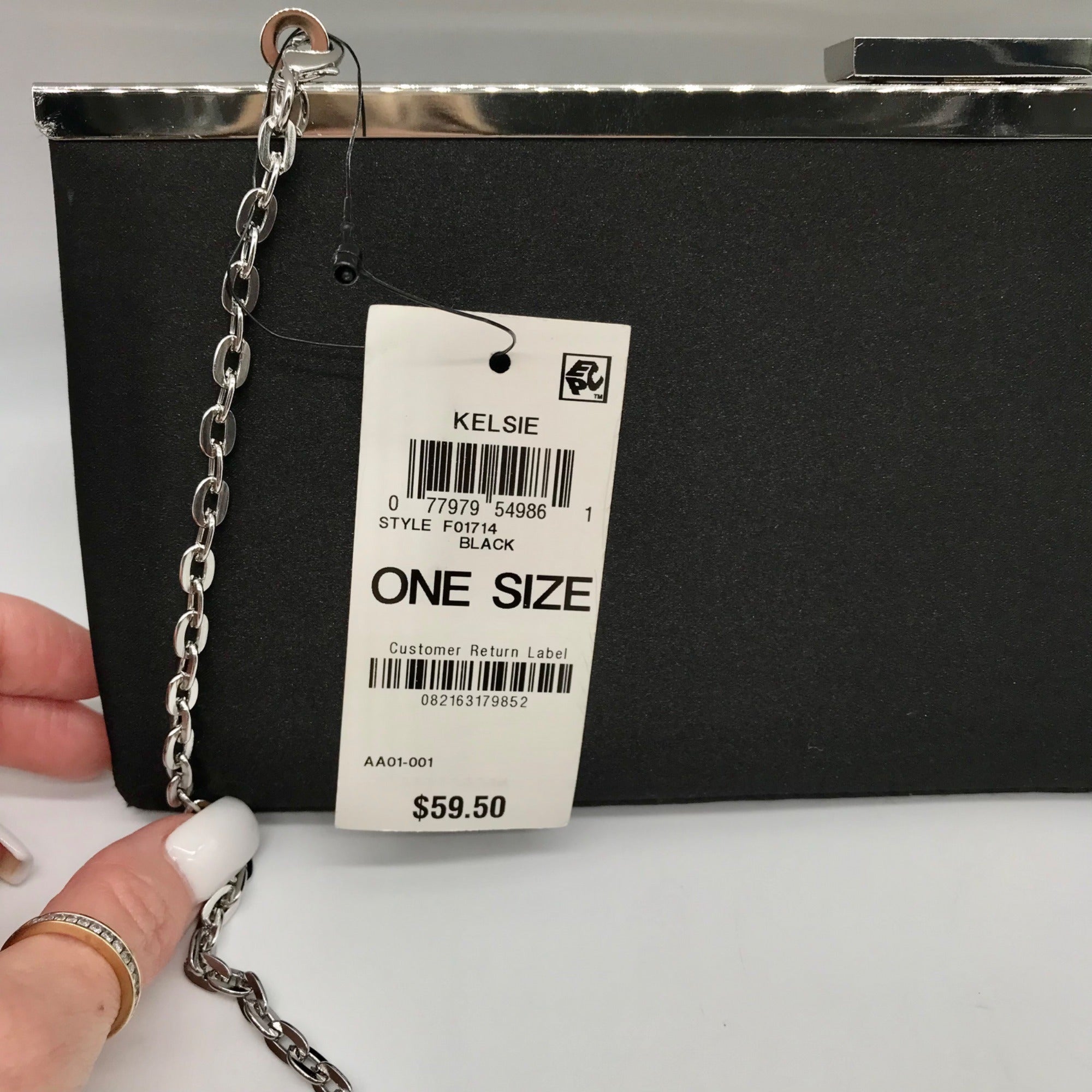 I.N.C. International Concepts Black Satin Kelsie Clutch Crossbody Bag
