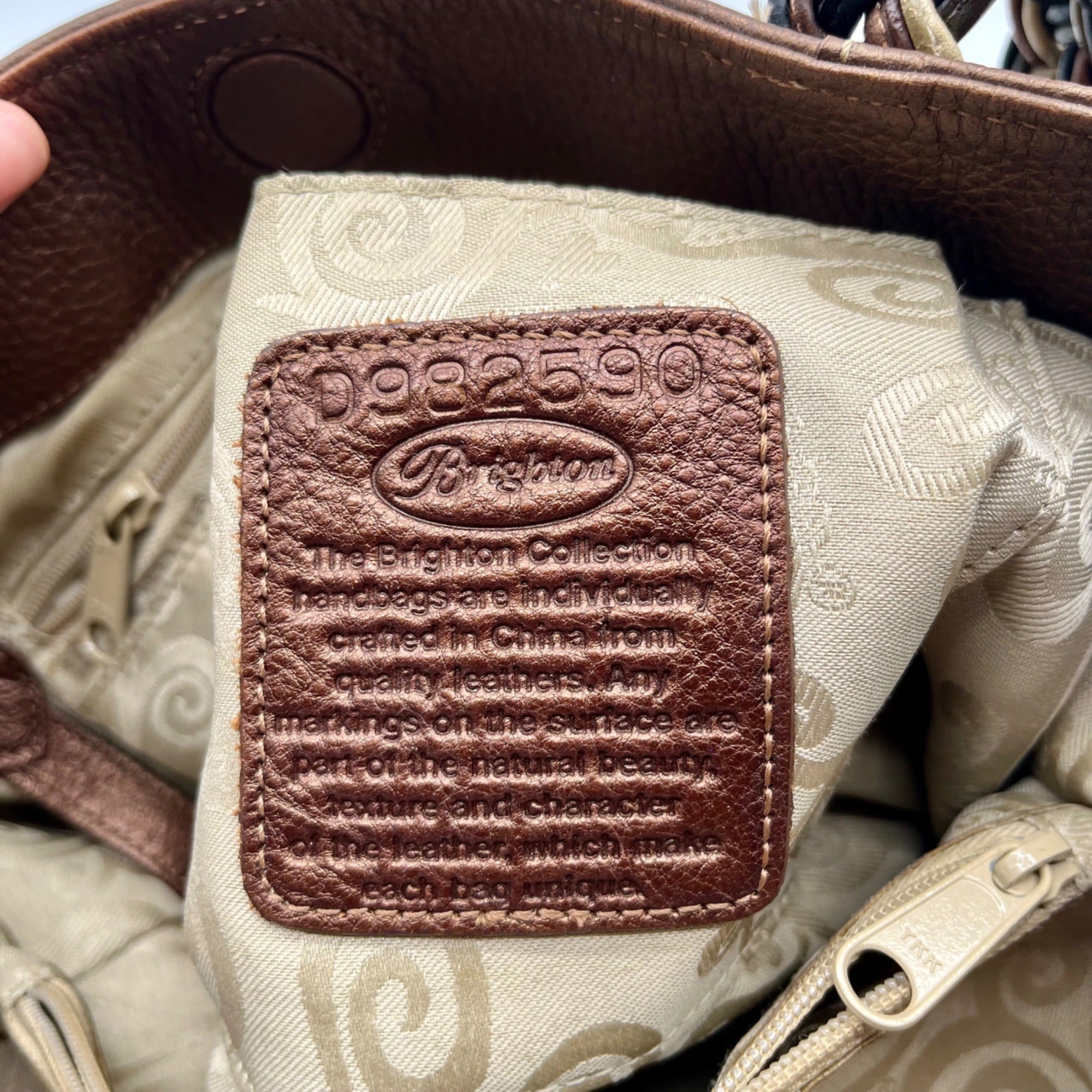 Brighton Metallic Brown Pebbled Leather Shoulder Bag