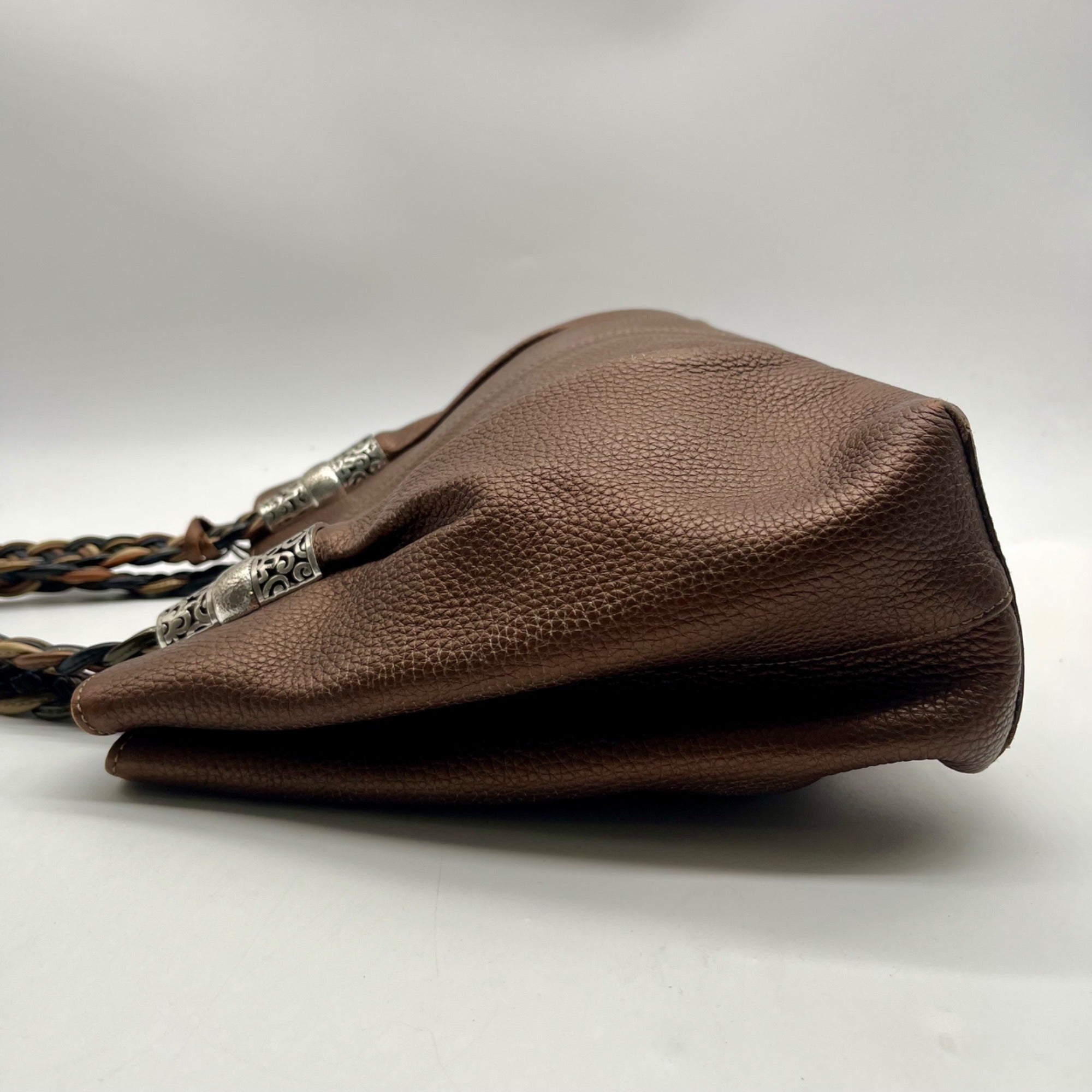 Brighton Metallic Brown Pebbled Leather Shoulder Bag