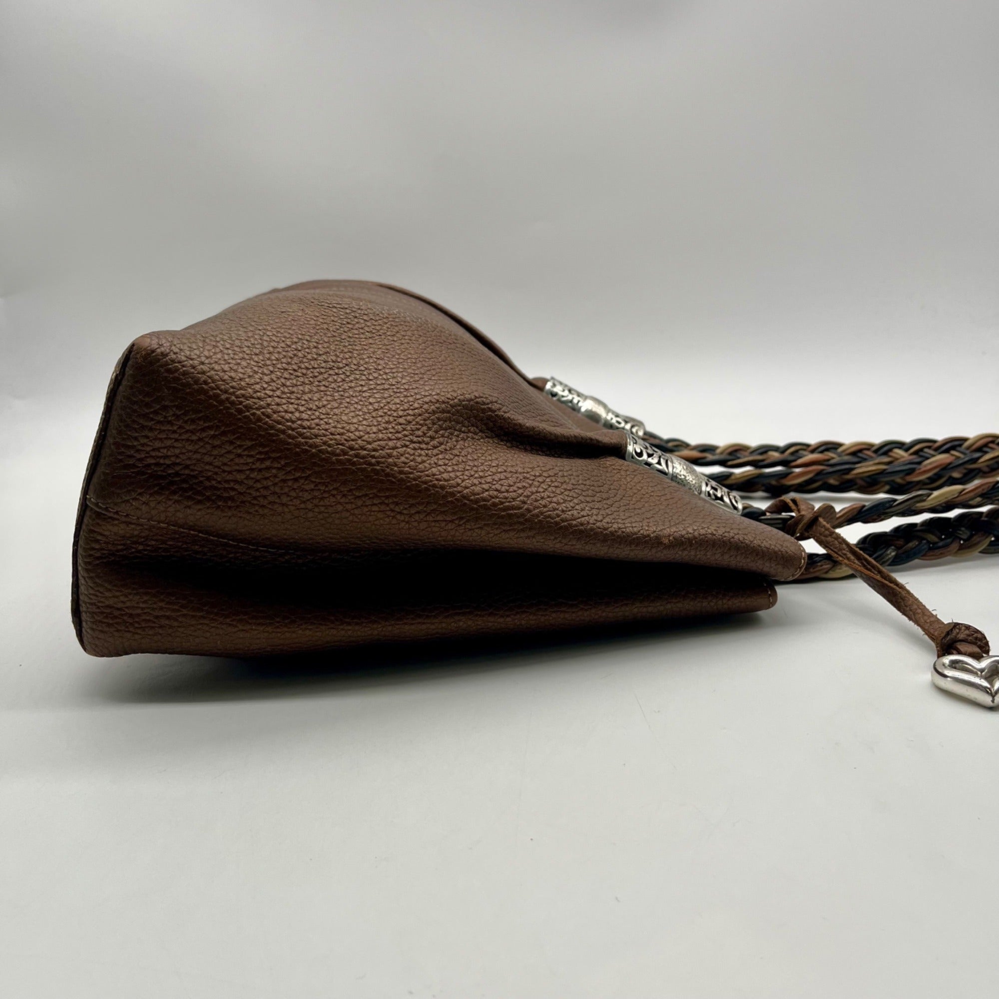 Brighton Metallic Brown Pebbled Leather Shoulder Bag