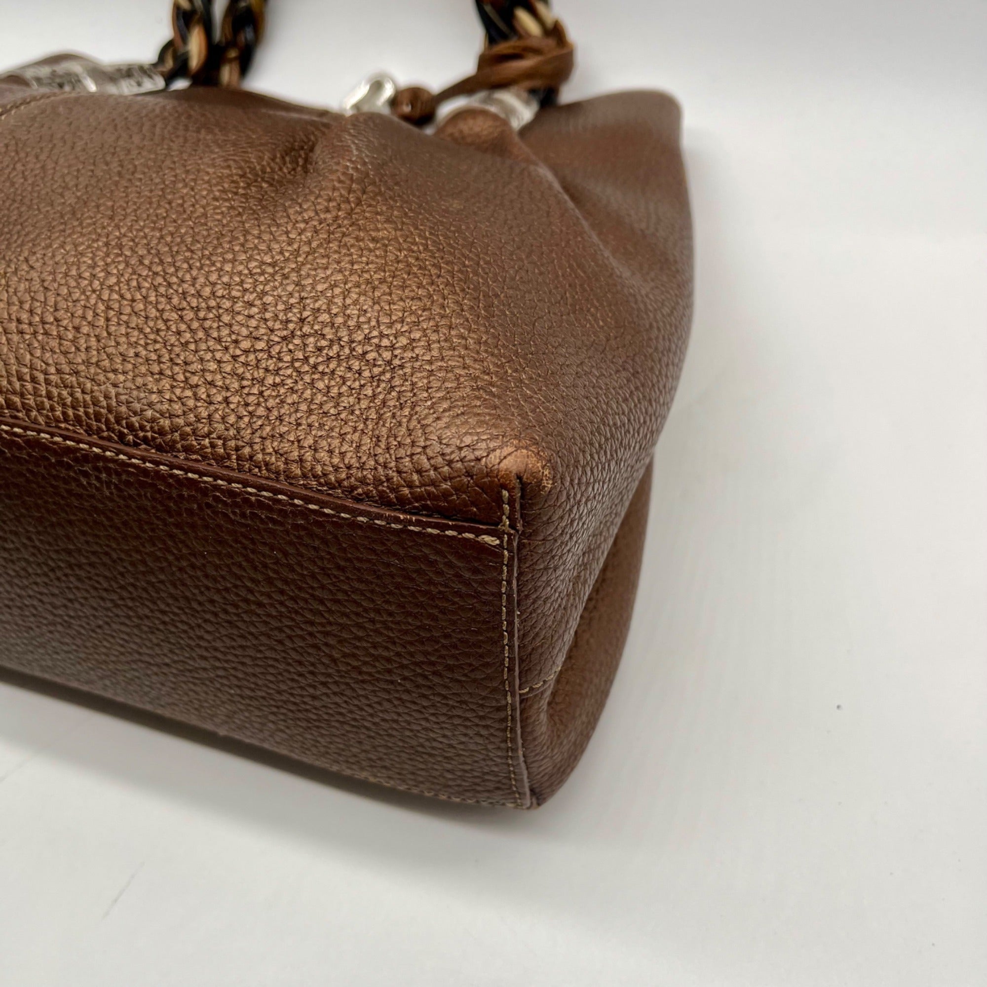 Brighton Metallic Brown Pebbled Leather Shoulder Bag