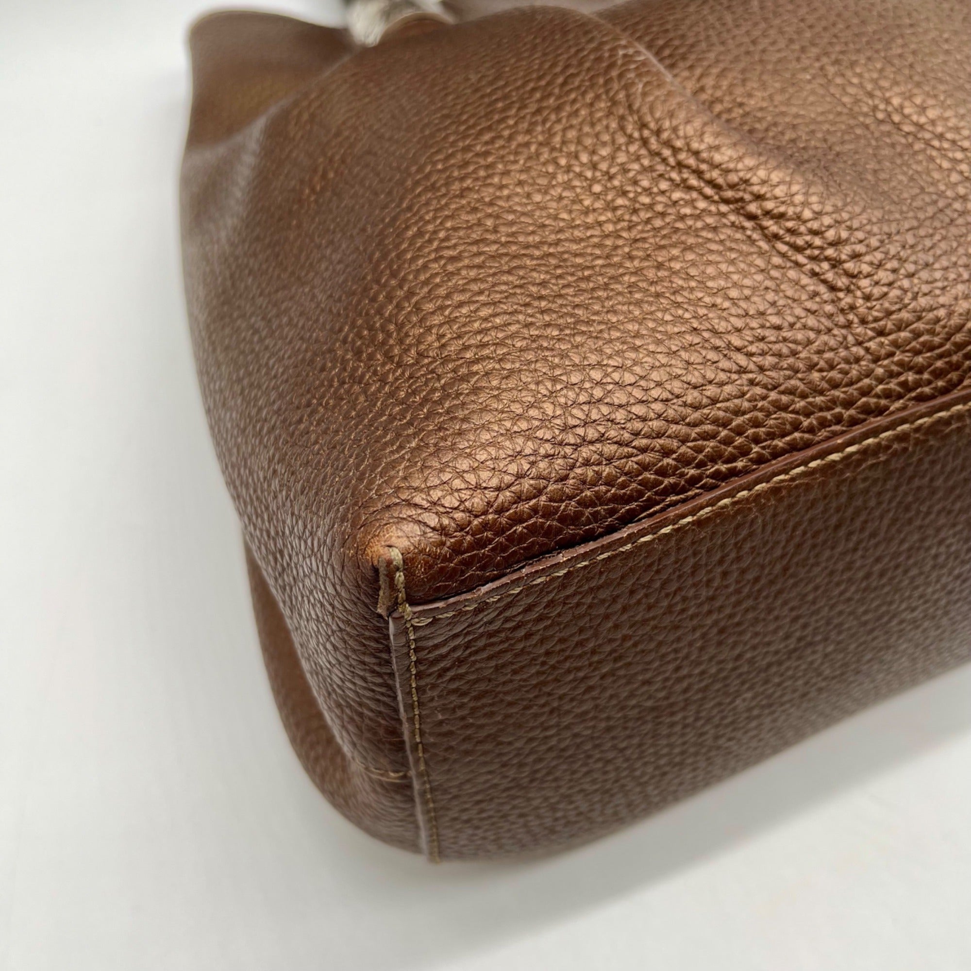 Brighton Metallic Brown Pebbled Leather Shoulder Bag