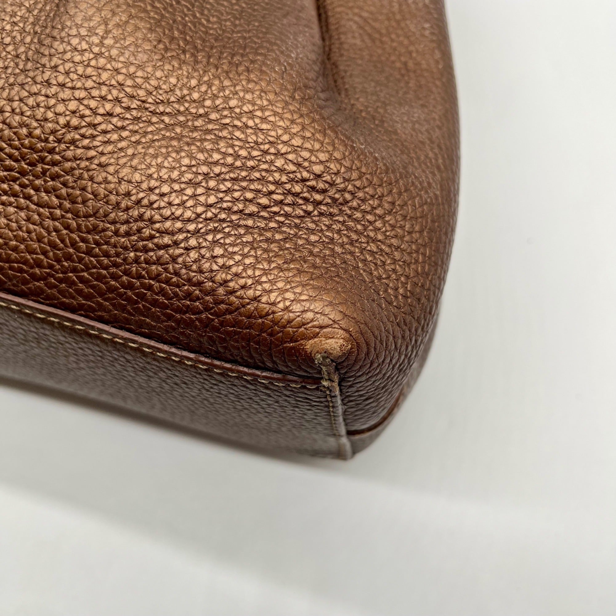Brighton Metallic Brown Pebbled Leather Shoulder Bag
