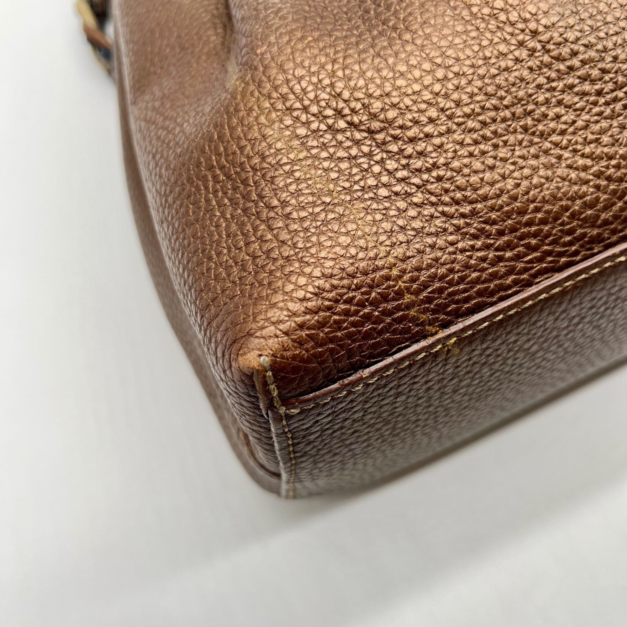 Brighton Metallic Brown Pebbled Leather Shoulder Bag