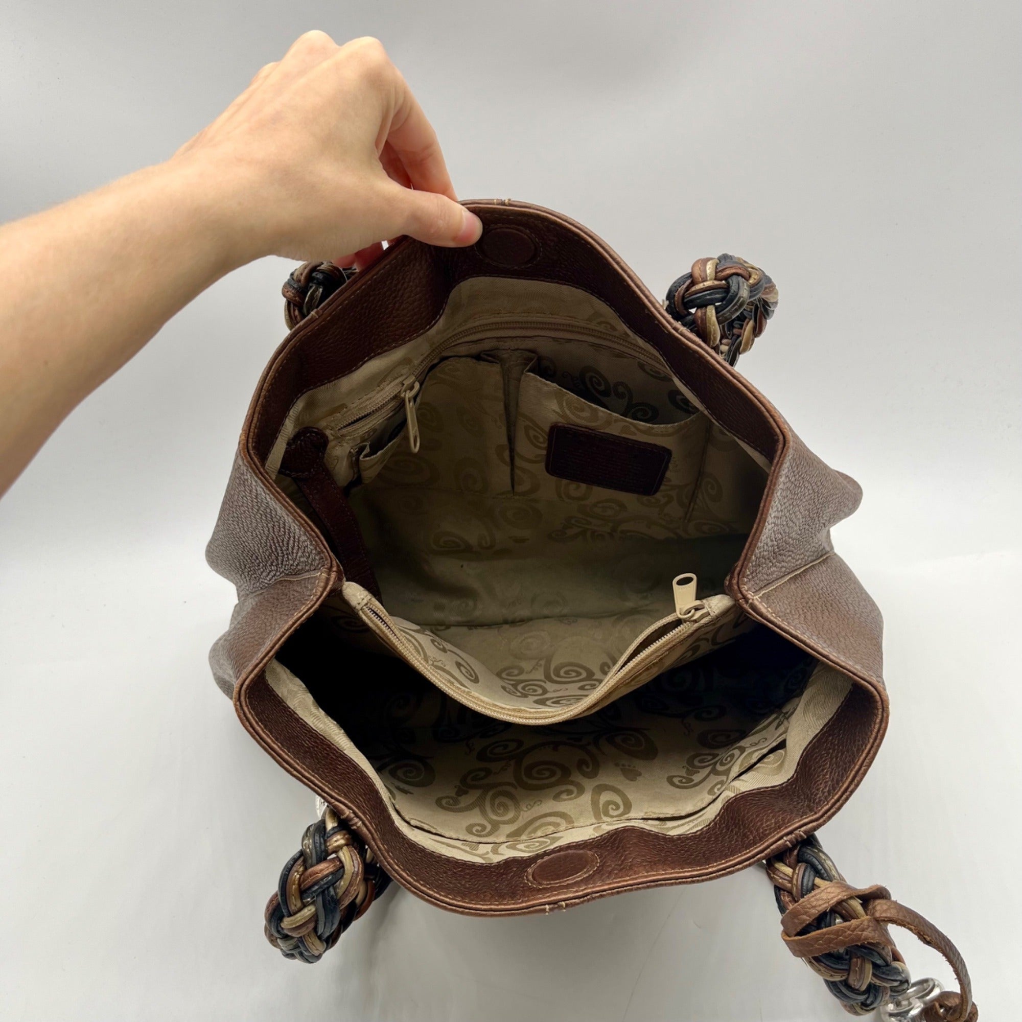 Brighton Metallic Brown Pebbled Leather Shoulder Bag