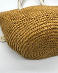 Michael Kors White Leather Woven Straw Large Naomi Tote Bag