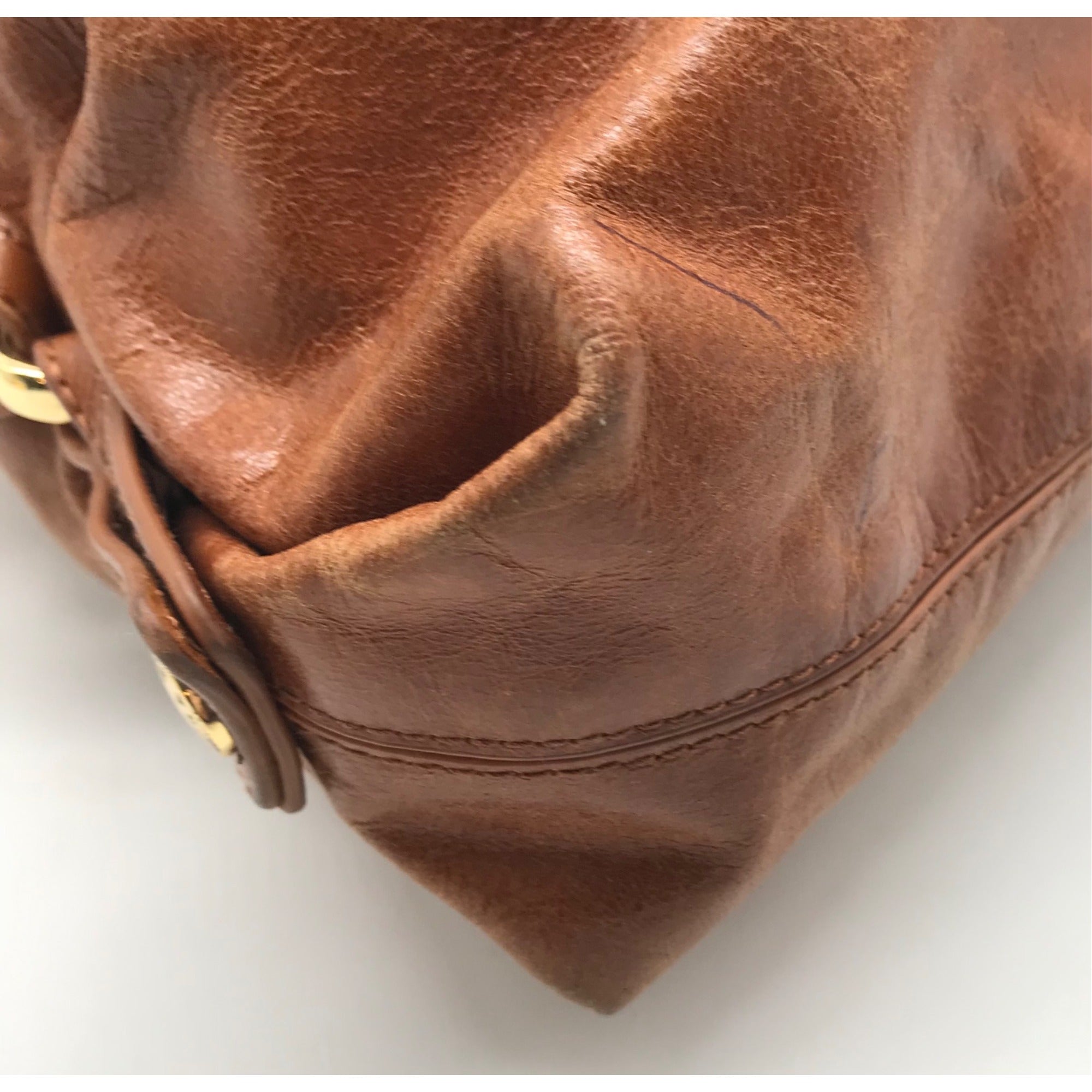 Badgley Mischka Light Brown Leather Hobo Bag