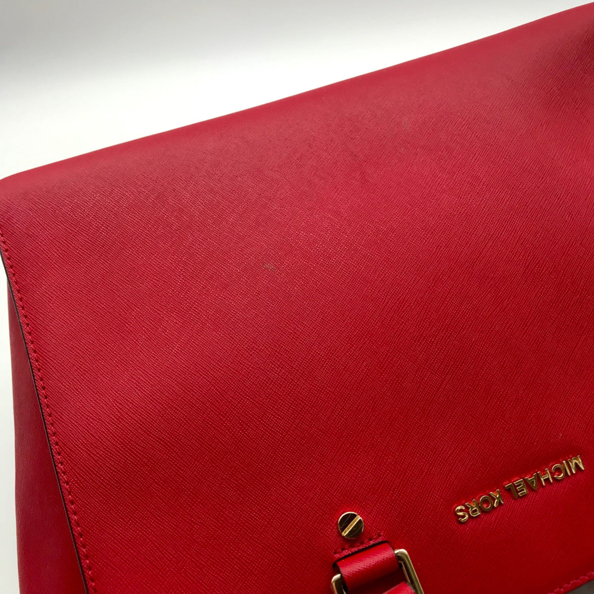 Michael Kors Vibrant Red Leather Structured Satchel Bag
