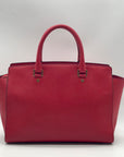 Michael Kors Vibrant Red Leather Structured Satchel Bag