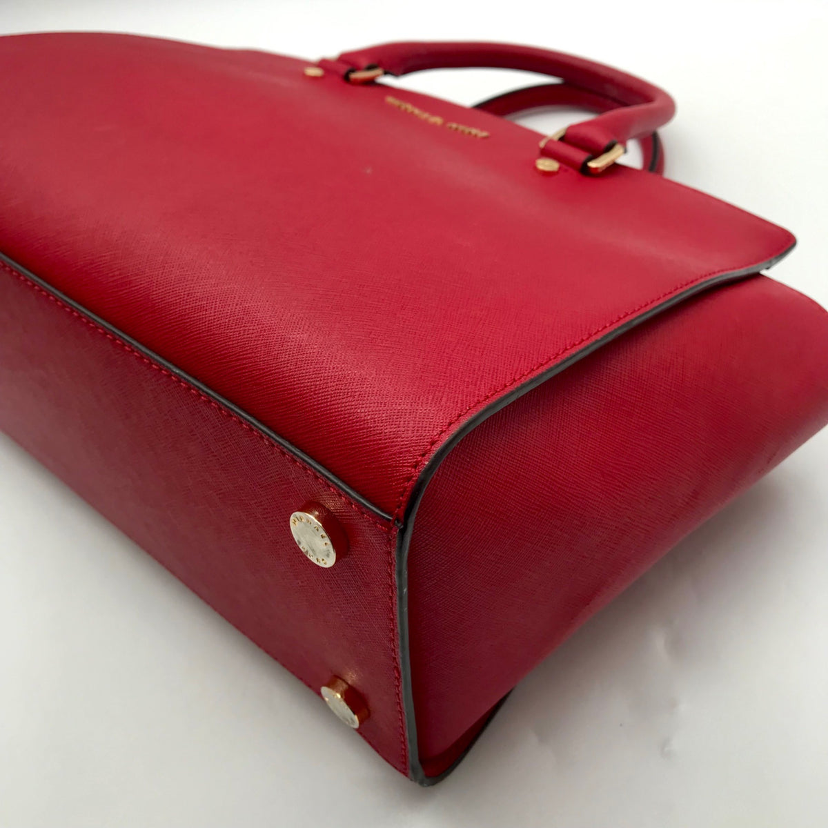 Michael Kors Vibrant Red Leather Structured Satchel Bag