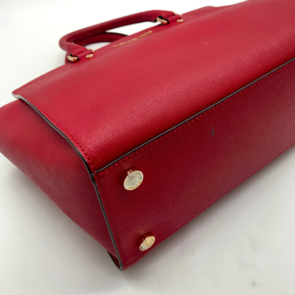 Michael Kors Vibrant Red Leather Structured Satchel Bag