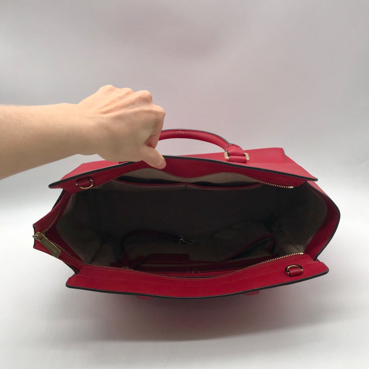 Michael Kors Vibrant Red Leather Structured Satchel Bag