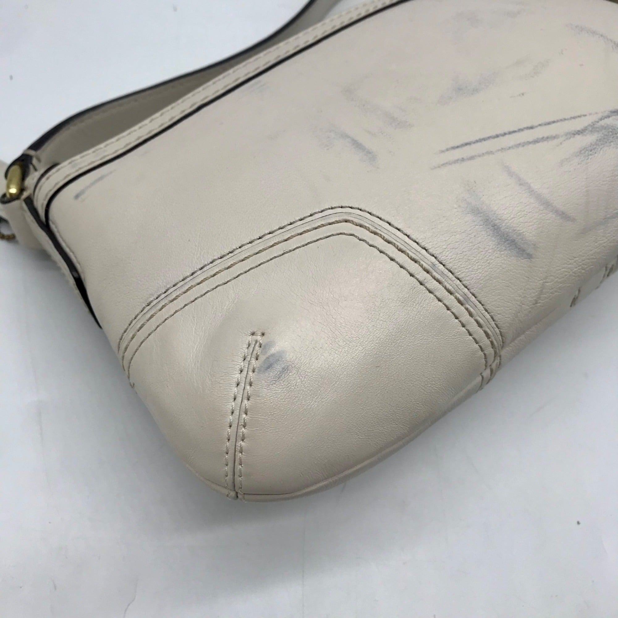 Coach White Leather Hampton Small Shoulder Bag