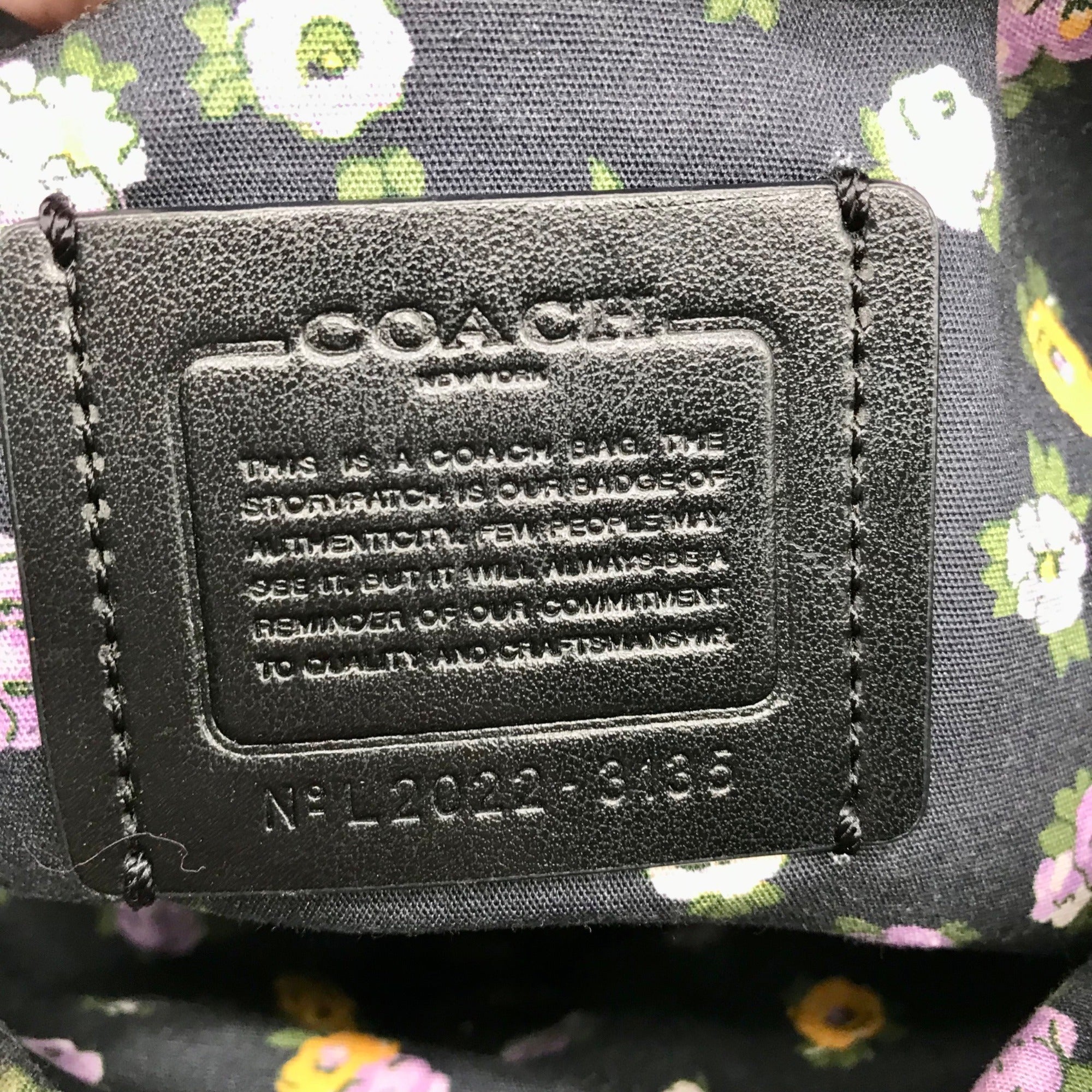 Coach Black Nylon Cargo Shoulder Bag With Interior Vintage Rose Print 3135